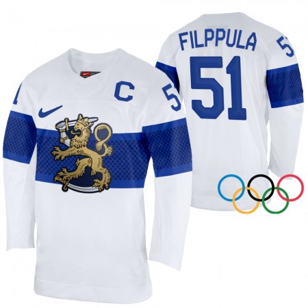 Dresovi Finska Valtteri Filppula 51 2022 Winter Olympics Bijeli Authentic - Muške Dresovi Finska Valtteri Filppula 51 2022 Winter Olympics Bijeli Authentic - Muške